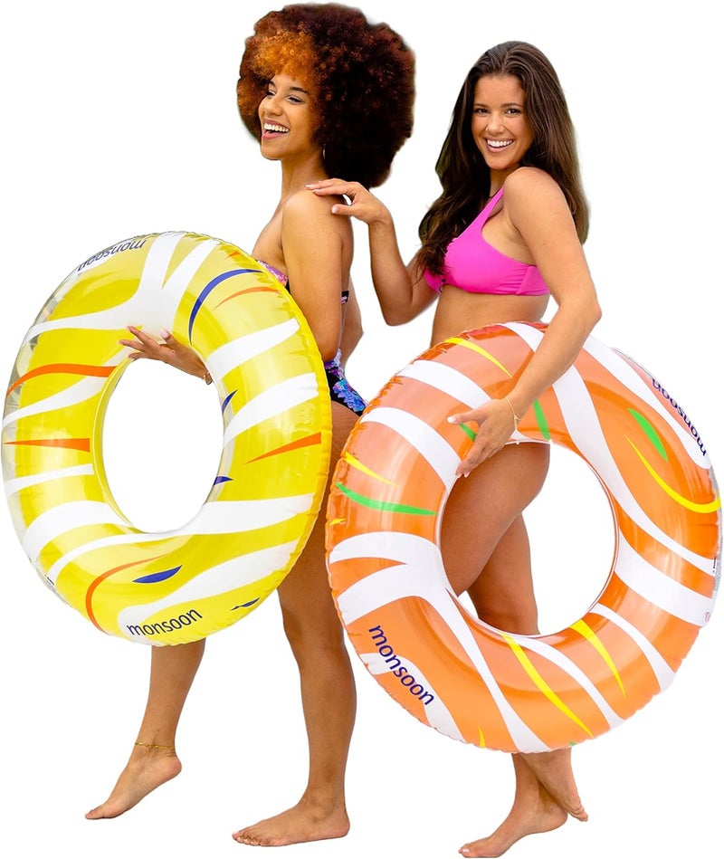 MONSOON [Citrus] 2-Pack Luxury Pool Floats Swimming Float Beach Tube Floaties Ring Tubes - Image 1